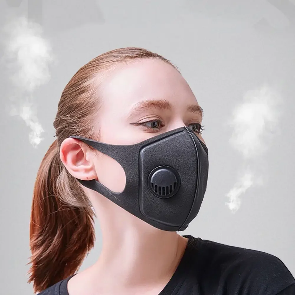 Masque anti-poussière en éponge noire PM2.5, filtre buccal, respirant, lavable, réutilisable, pour la vaccination, 1 pièce