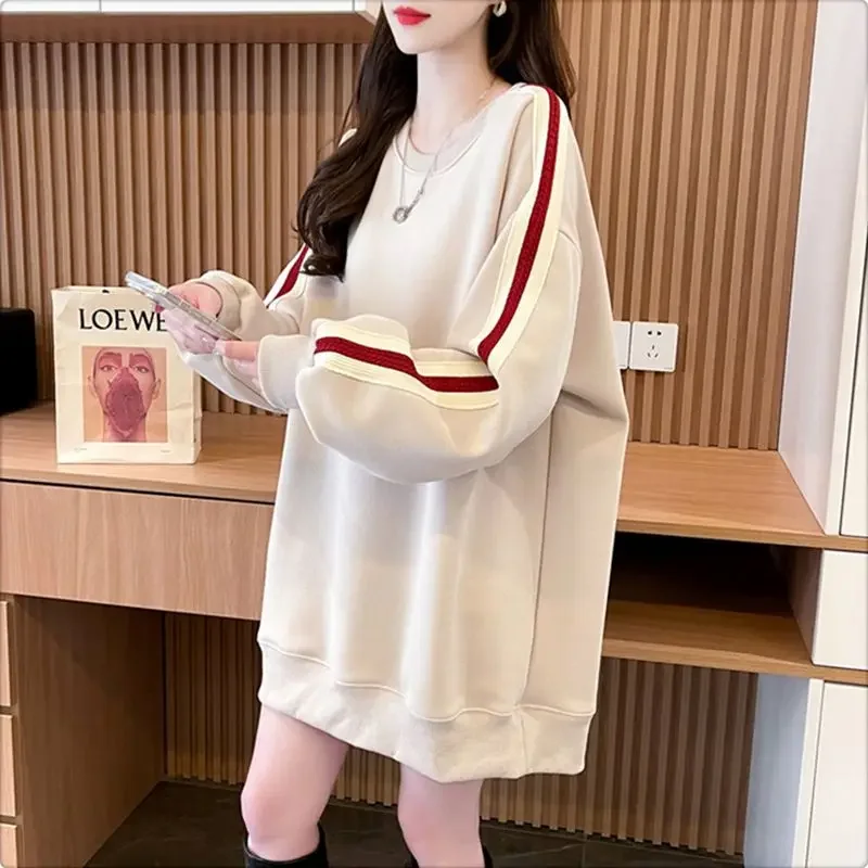 Sweatshirt for Women Loose Pullover Striped Woman Tops Spring and Autumn Baggy Matching E Kpop Dropshiping 2025 Trend Coat M Xxl