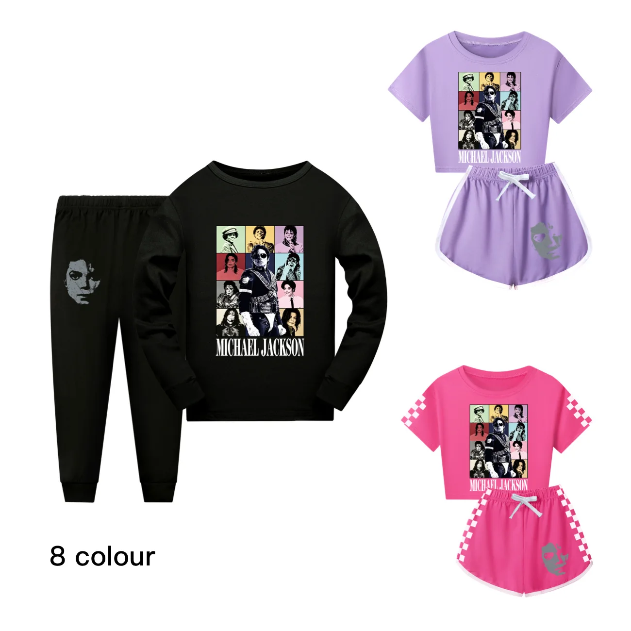 Ensemble de pyjamas à manches courtes et longues pour enfants, style célébrité internationale, pour garçons et filles, Michael Jackson