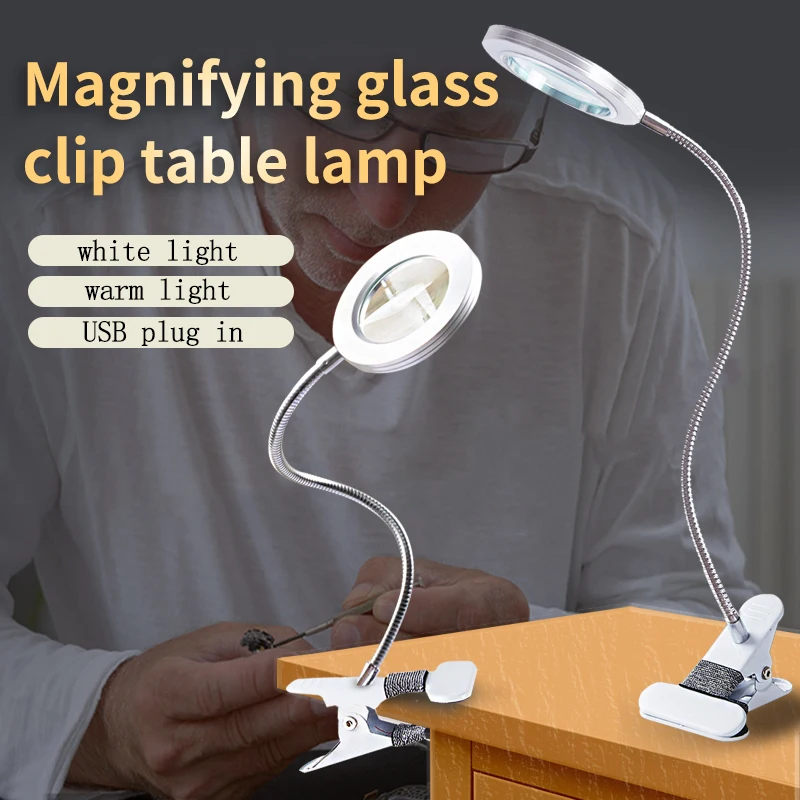 

Magnifying glass clip table lamp ultra bright Student Book Lights Study Reading Light Multifunction Table Lamp