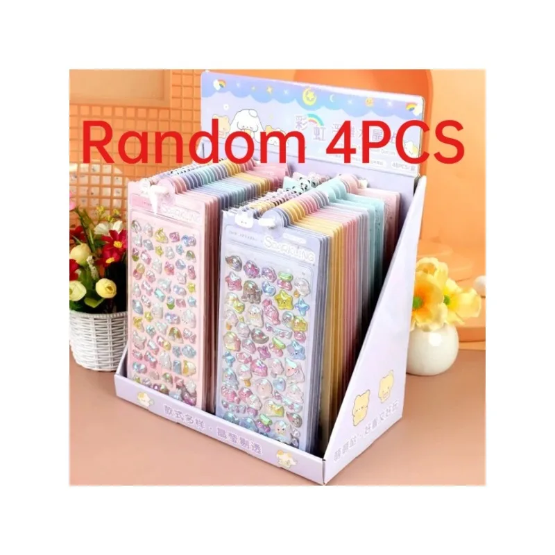 4 قطعة الكرتون ثلاثية الأبعاد الإغاثة قطرة الماء ملصقات لطيف وممتع الحيوانات أرنب الباندا ملصقات Diy بها بنفسك مذكرات القرطاسية ملصقات بالجملة AA #2