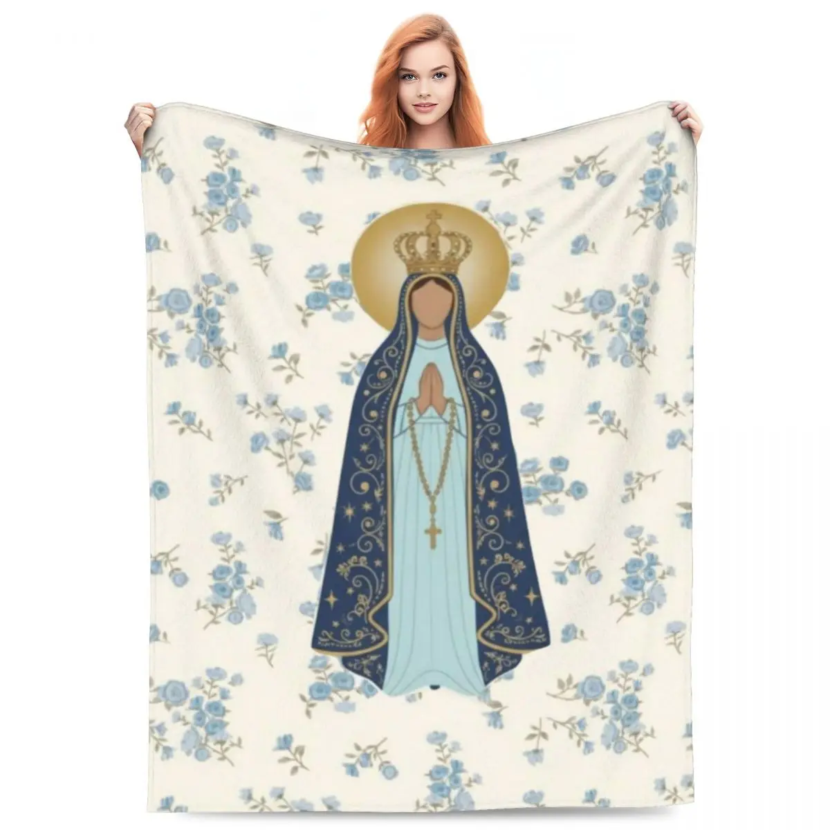 Custom Virgin Mary Blanket Warm Fleece Soft Flannel Throw Blankets for Bedding Couch Outdoor Spring