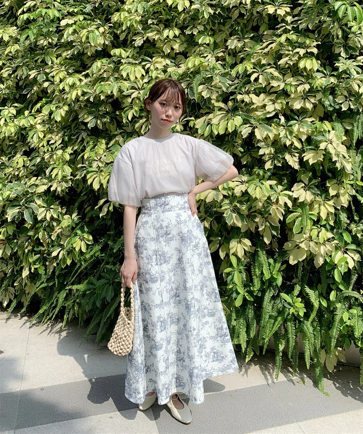 

Ele High Waist A-Line Midi Skirt Women's Floral Print Garden Sle Slimming f-length Cotton Gown Summer 2023