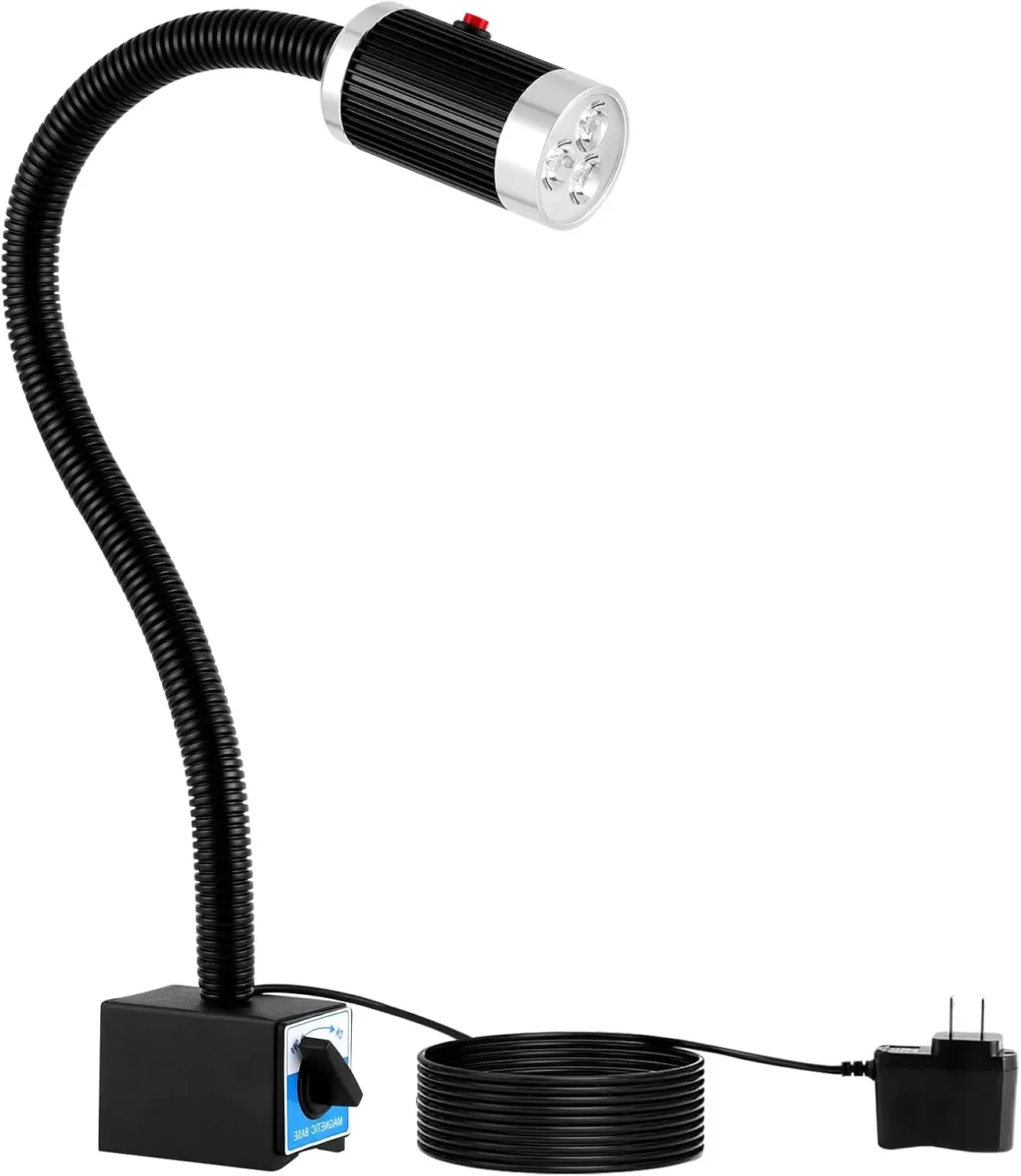 9W LED Lathe Work Light with Strong Magnetic Base 360° 900LM Super Bright Gooseneck Lamp for CNC Lathe Sewing Machine Workbench