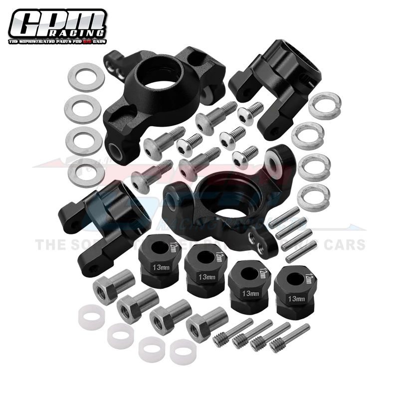 GPM ALUMINIUM FRONT C-HUB & KNUCKLE ARM (5 DEGREE CASTER) FOR RR10 BOMBER, WRAITH, WRAITH AX90045, SMT10 MONSTER JAM AX90055