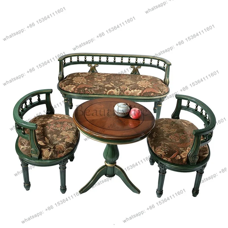 

American solid wood small coffee table painted living room sofa side round table