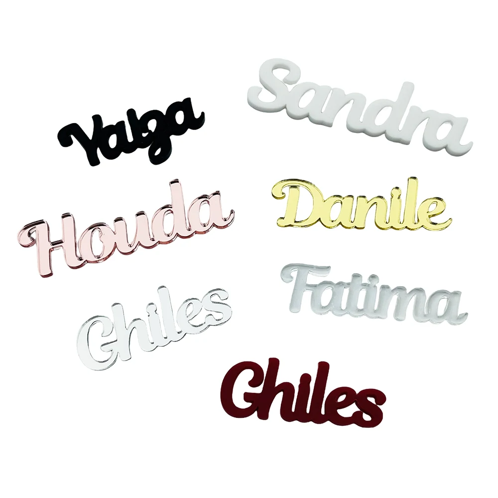 20Pcs אישית שם תג אקריליק מותאם אישית שונה שם תגיות 20-25mm גובה קישוט חתונה מתנה מעדיפה טבילה