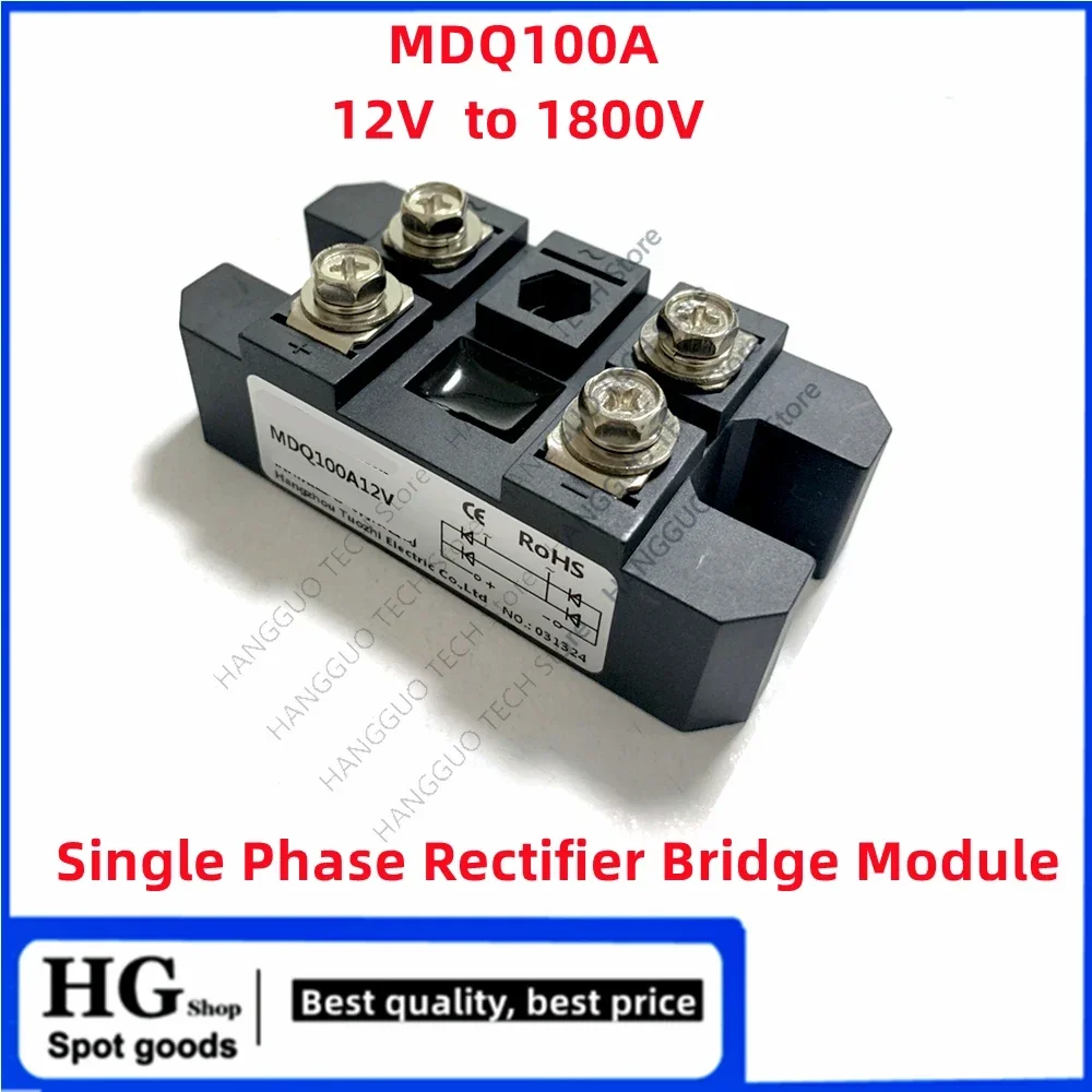 

Single Phase Rectifier Bridge Module AC to DC MDQ100A 12V 24V 36V 48V 60V 220V 1000V 1200V 1600V 1800V