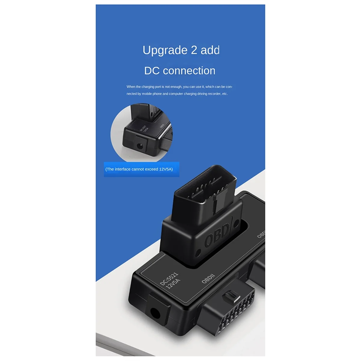 A24UOBD2 One Divided Into Two Adaptor Wire 16 Pin 16 Core OBD Expansion Cable Connector Adapter Cable Universal with Dc5521