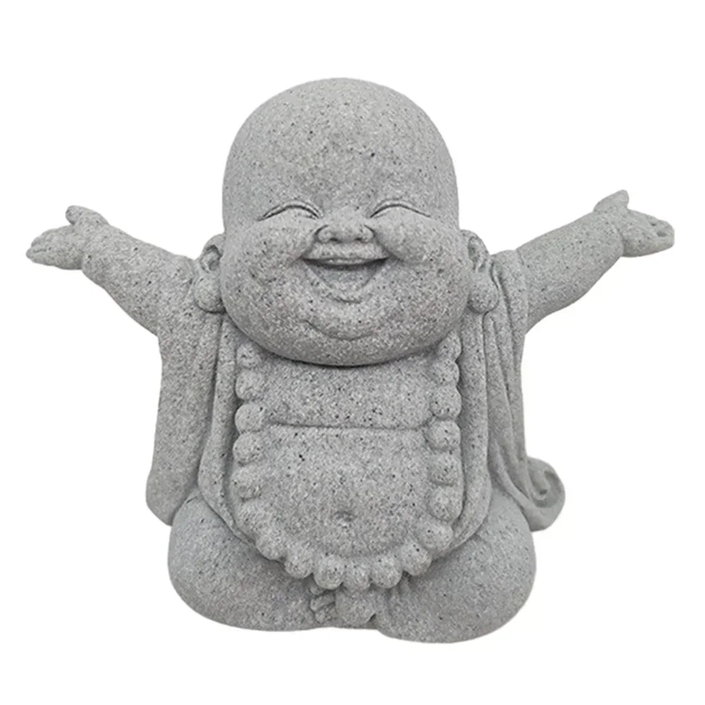 

Fat Smiling Buddha Garden Ornament Sandstone Effect Outdoor Indoor Statue Decor Aquascape Desktop Decoration Chinese Tea Pet