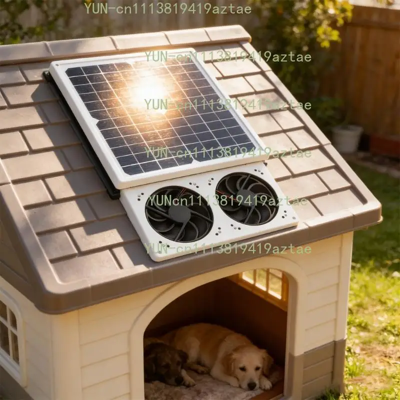 Solar Panel Powered Exhaust Fan Cooling Ventilator Solar Exhaust Fan for Dog Chicken House Greenhouses Enduring