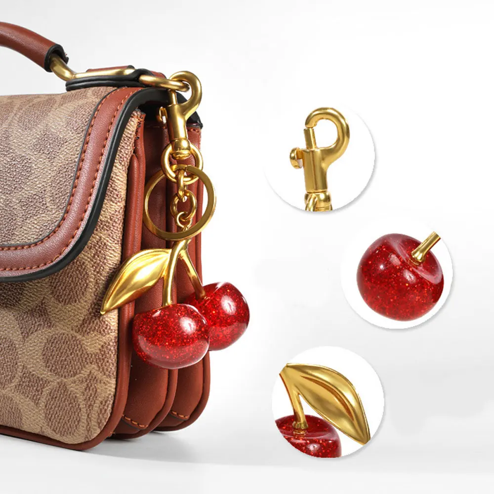Kirsch-Schlüsselanhänger Taschenanhänger Schulterriemenverlängerung Perlenkette Crossbody-Accessoire Kopfhörer-Taschenkette – Detail 5
