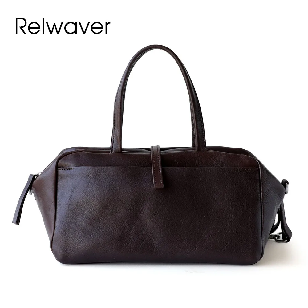 

Relwaver tree cream leather handbag small bowling bag chic shoulder bag brief crossbody bag 2026 spring summer women bag