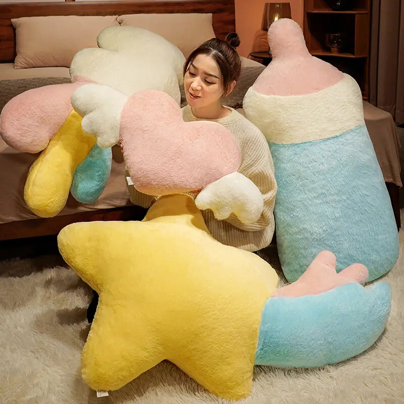 

INS Milk Bottle Star Cloud Heart Plush Toys Sofa Bed Soft Sleeping Pillow Cushion Home Decoration Girlfriend Birthday Gifts