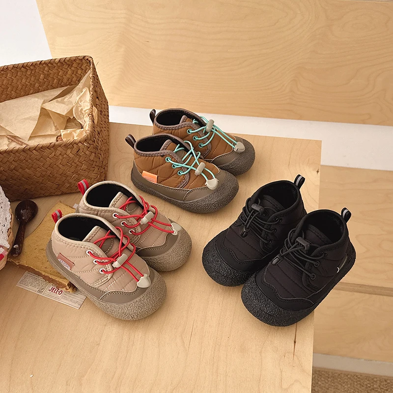 

First Walker Boys Girls Casual Sneakers 2025 New Winter Toddler Warm-lined Walking Shoes Soft Sole Non-slip Kids School Footwear