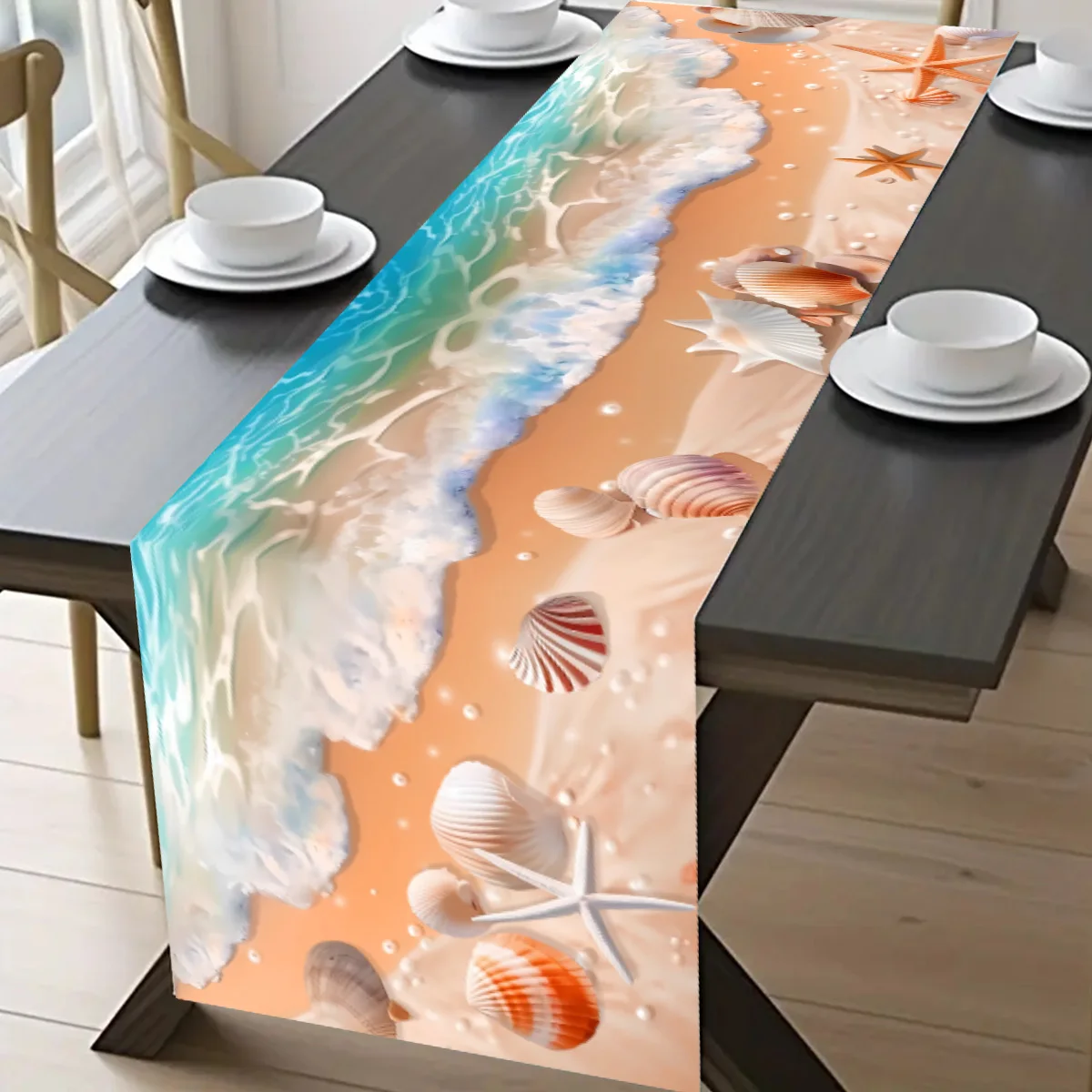 

Ocean Beach Table Runners 180x35cm Summer Ocean Table Runner for Family Dinner Wedding Outdoor Indoor Party Table Decor