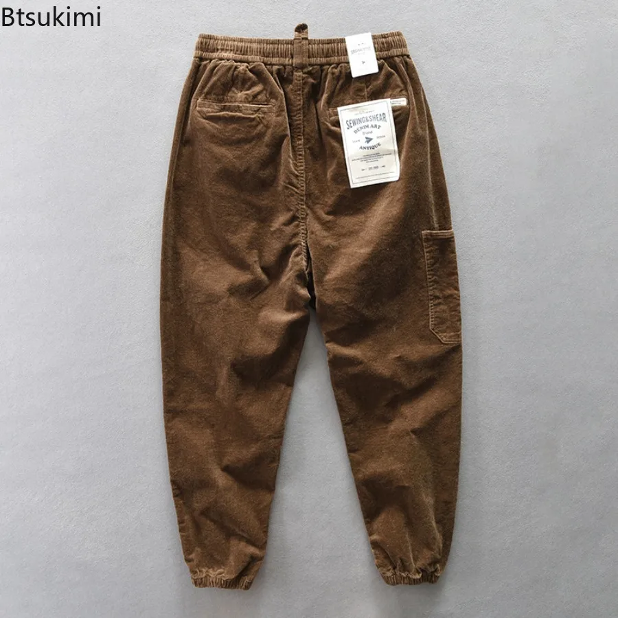 Autumn Winter New Men's Corduroy Pants Vintage Streetwear Fashion Versatile Drawstring Casual Baggy Trousers Male Joggers Pants