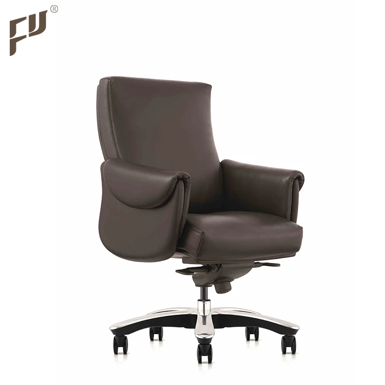 FURICCO Commerical Office Furniture Swivel Genuine Leather Staff Chair VIP Room Visitor Chair