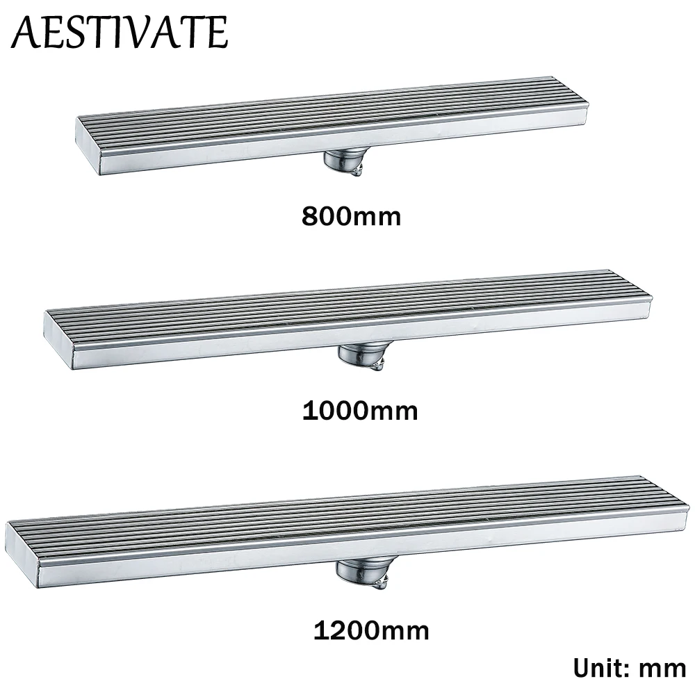 

Invisible Floor Drain 304 Stainless Steel Rectangle Anti-odor Bath Shower Tray Long Drainage Linear Floor Drains Cover Brushed