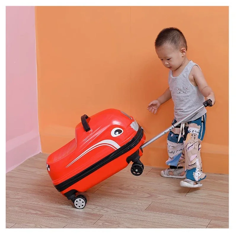 Cartoon Car Suitcase Can Sit to Ride Rolling Luggage Bag Children\'s Suitcases on Wheels Carry-on Travel Bags Cabin Trolley Case