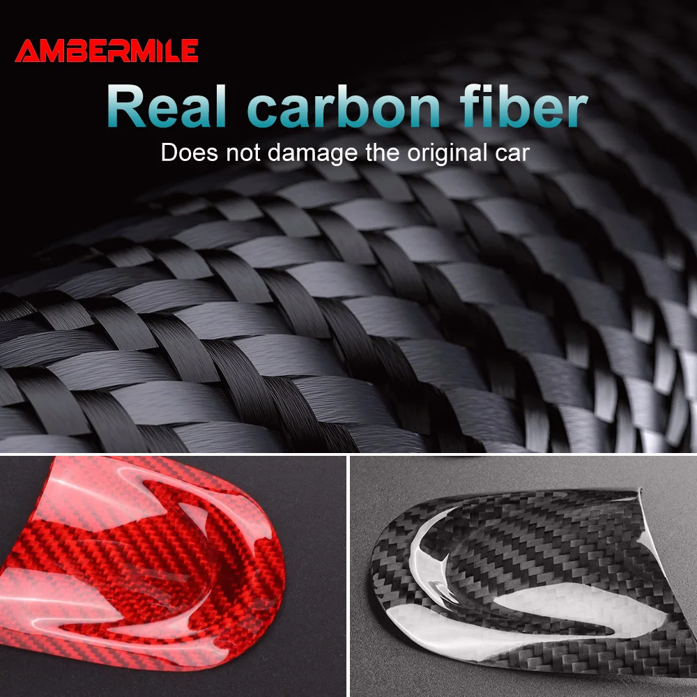 Real Carbon Fiber  for MINI Cooper Countryman R60 R55 R56 R57 Car Steering Wheel Cover Panel Button Accessories Interior Trim