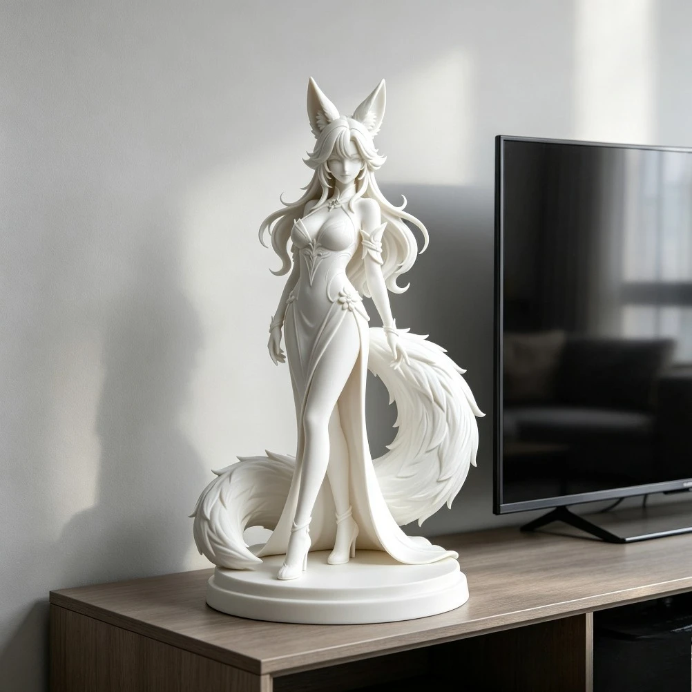 spirit Figurine Large Fluffy Tail Anime Kitsune Statue Gaming PC home decoration accessories office decoration Gift