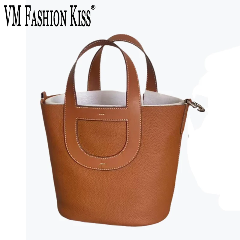 2025 Women Top Handle Bag Cowhide Bucket Bags Basket Crossbody Shoulder Bag Elegant And Stylish Handbags Genuine Leather