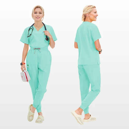 Imagen 2 del producto Uniformes médicos de verano para Hospital, ropa de trabajo para médico y enfermera, trajes de enfermería elásticos de 4 vías para clínica de mascotas, ropa de trabajo para dentista S21