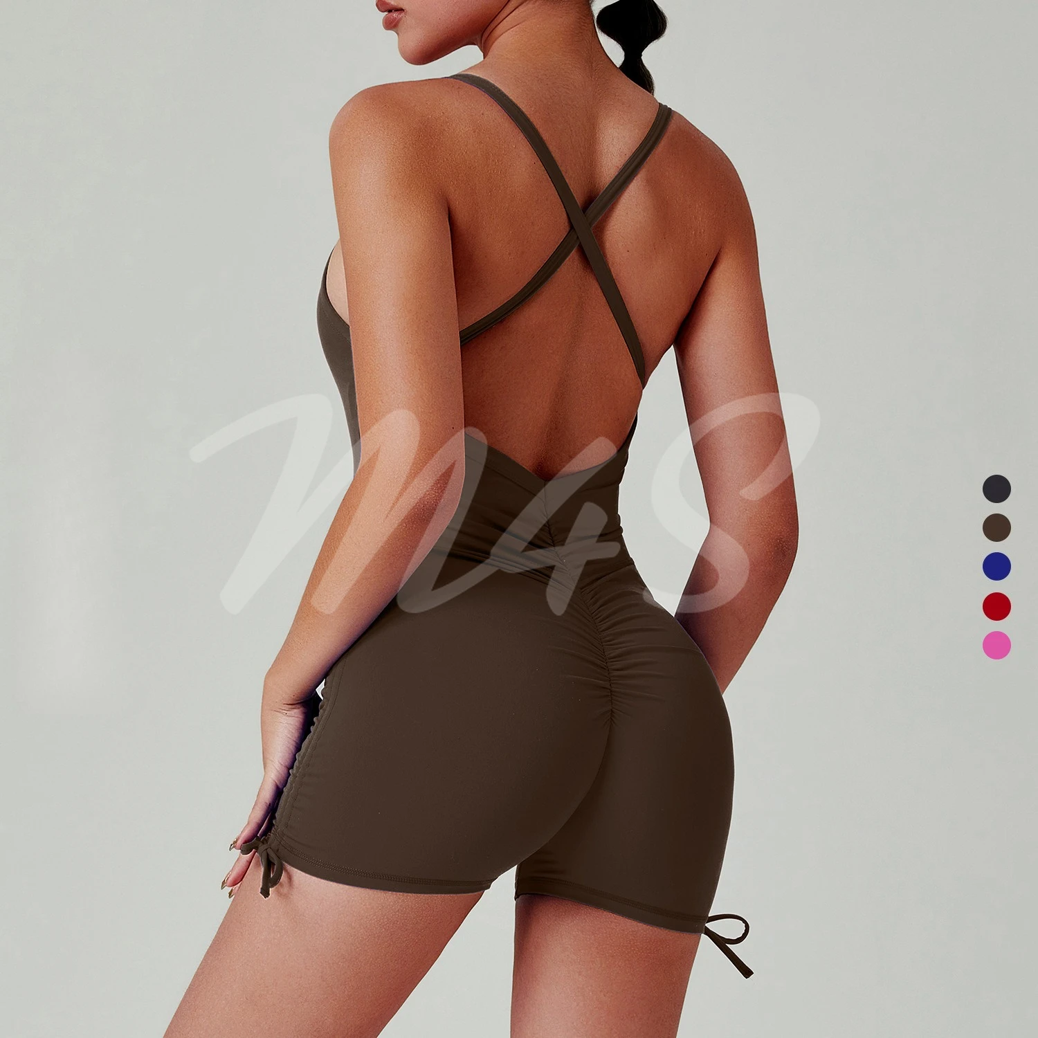 

One Piece Yoga Set Women Workout Set Gym Jumpsuit for Training Fitness Romper Bowknot Design Short Sport Jumpsuits Active Wear