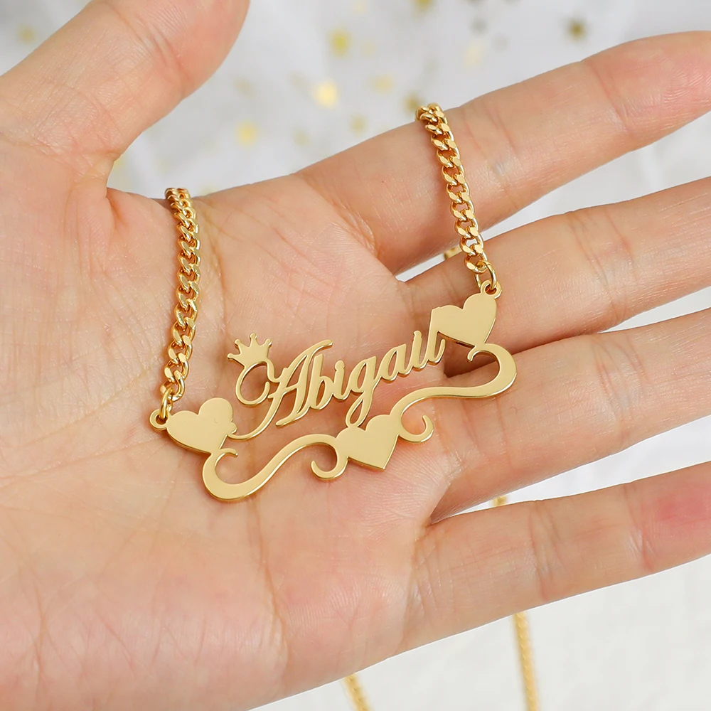 

Custom Stainless Steel Cuba Necklace, Beautiful Heart Font Pendant Jewelry, Romantic And Beautiful Gifts, Gifts For Girlfriends