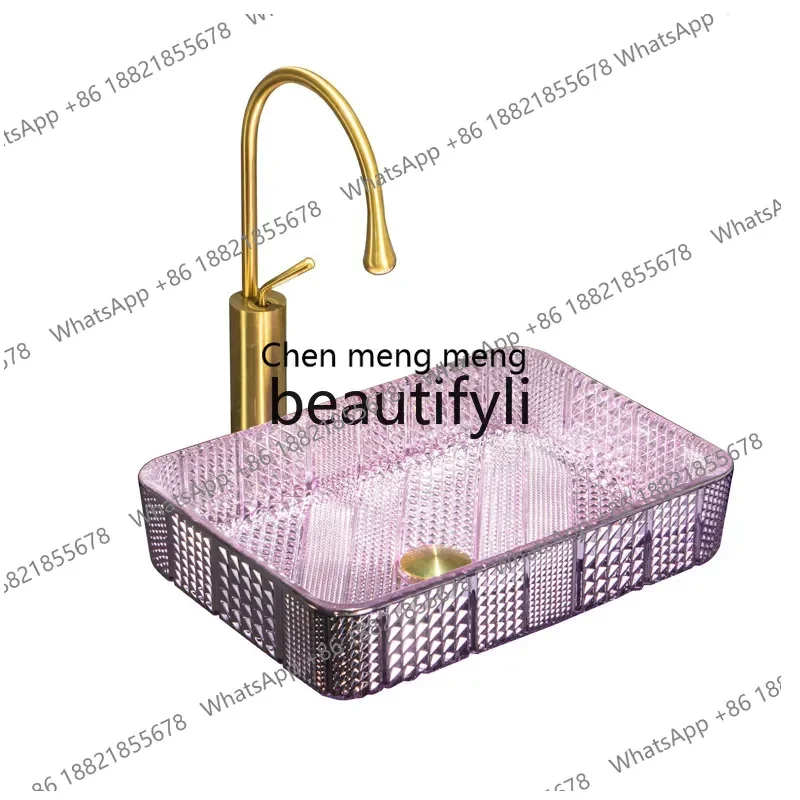 New arrive Top basin, high temperature tempered glass basin, wash basin, bathroom, artist household crystal basin