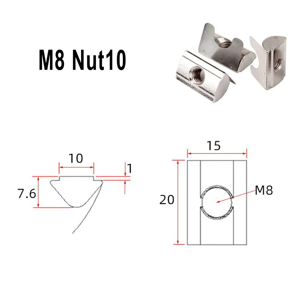20pcs M8 Sliding Block Nut with Spring for Aluminum Extrusion Framing Compatible with 3030 4040 4545 and 8080 Profiles