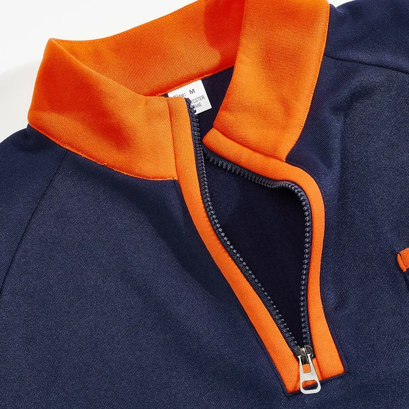 Novo velo quente meio zíper hoodies outono inverno gola esportes moletom retalhos bolso casual solto pullovers