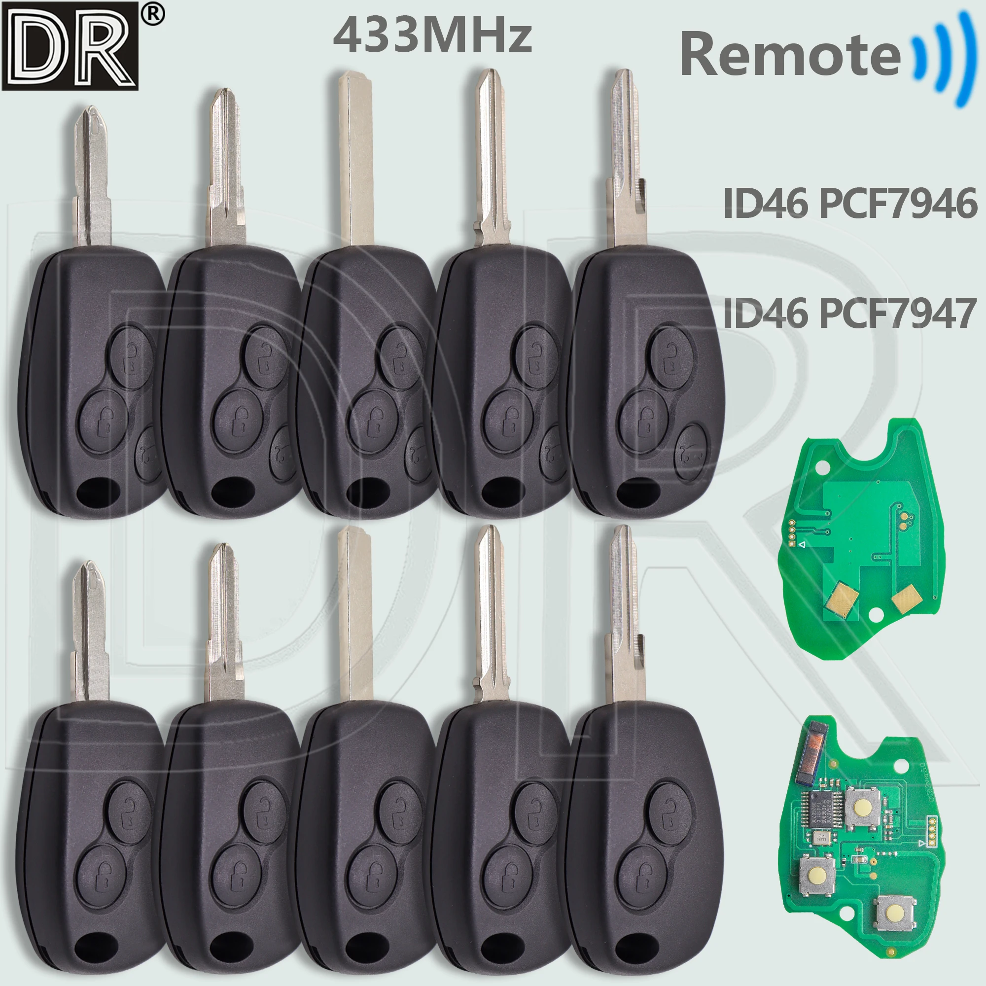 

DR ID46 PCF7946/PCF7947 433MHz VAC102/NE73/VA2 Blade Car Remote Key For Renault
