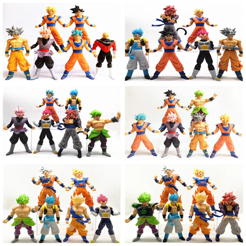 

6pcs/Lot Dragon Ball Z Super Gogeta Action Figure Super Saiyan Goku Vegeta Broly Jiren Figura Pvc Model Toy Doll