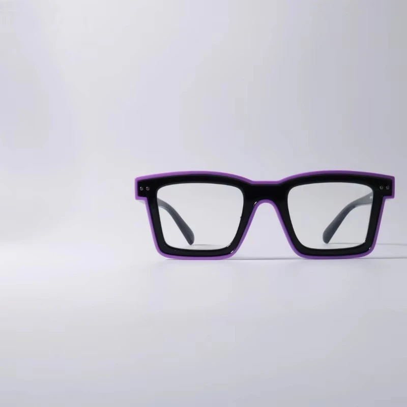 Fluorescent Green Square Eyeglasses Frame Anti-blue Light Thick Black Frame Neon Elements with Myopia Punk Flat Light Mirror