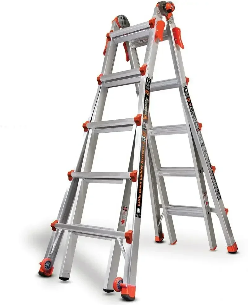 Ladders Velocity with Wheels M26, 26 Ft Multi-Position Ladder Aluminum Type 1A, 300 lbs Weight Rating 15426-001