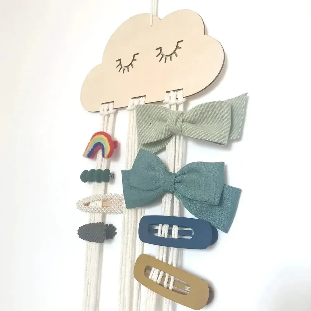 New Ins Nordic Style Internet Celebrity Girl's Cloud Wood Chip Hair Clip Storage with Decorative Wall Pendant Headwear Storage
