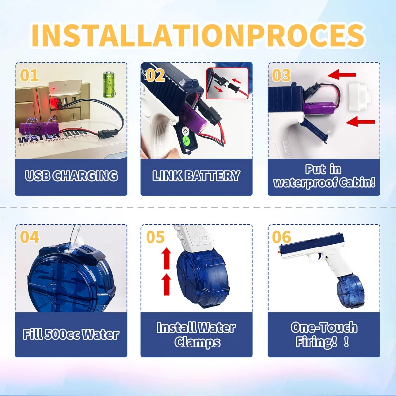 Electric Water Gun Rechargeable Automatic & Manual Spray Gun Capacity Range Up to 32 FT Range for Adults & Kids image 3