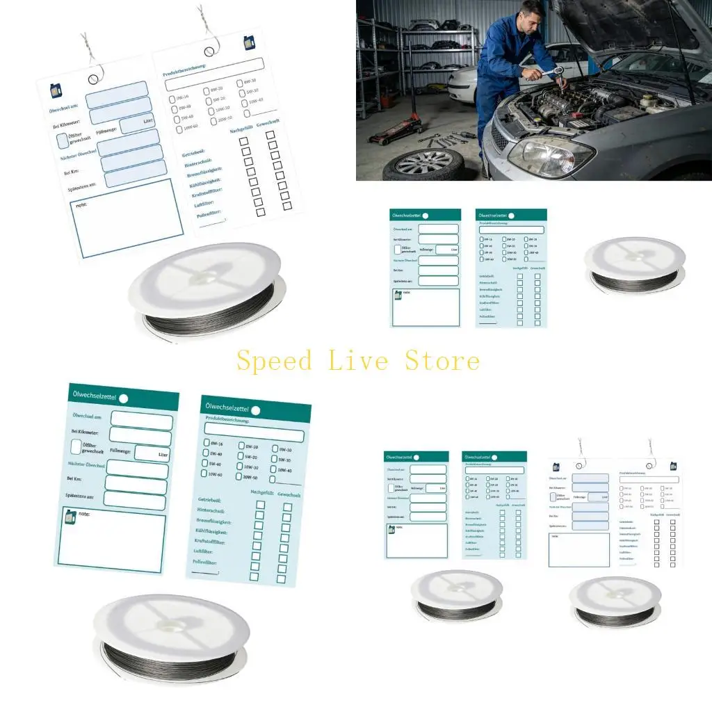 547C Oil Change Reminder Set Of 50 Indicators 25m Steel Wire Water Resistant Coated Paper For All Vehicles