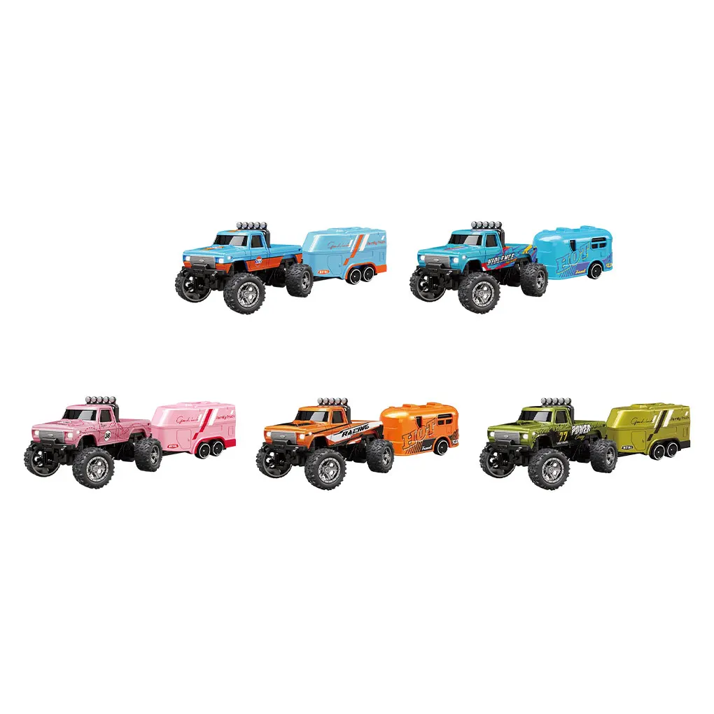 1/64 Mini Rc Monster Truck With Trailer 4G Remote Control USB Rechargeable Alloy Housing 24GHz RC
