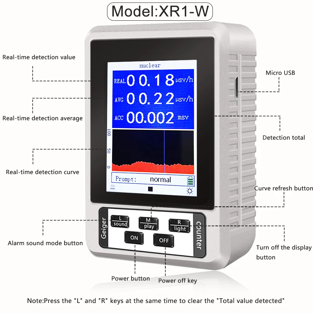 XR-1 Portable Nuclear Radiation Detector Ghost Hunting Counter Tester Marble Tester Lonizing Radiation Detector Geiger Detector