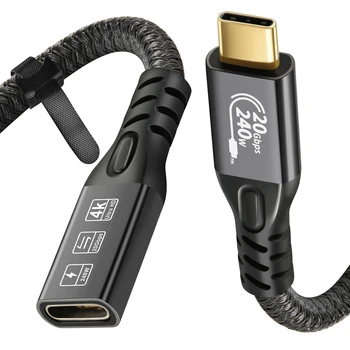 USB C 타입 수-암 연장 케이블, 20Gbps USB C 3.2 익스텐션 케이블, 울트라 HD 4K @ 60Hz 240W 충전, 20Gbps 데이터, USBC 3.2 Gen2