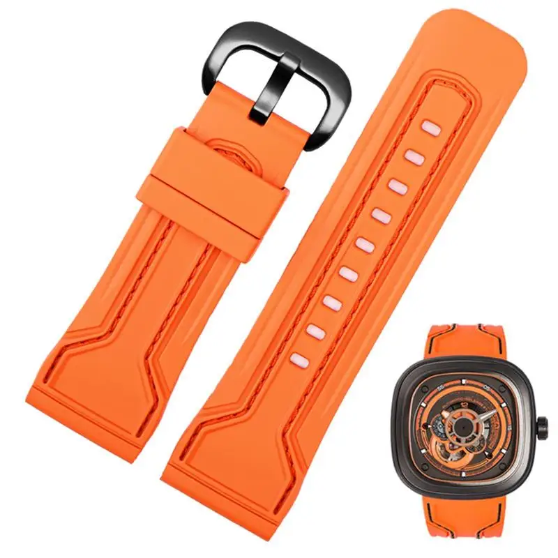 

TINTAG Silicone Watch band 28mm Watchbands for Seven on Friday Strap Silicone Rubber Watch Accessories Waterproof Wrist band