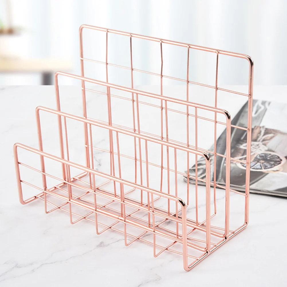 Iron File Rack Document ganizer Desktop Storage Shelves Letter Holder Office Supplies Large Capacity 3 Slots Compact Efficient