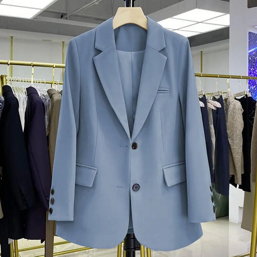 

Women Suit Coat Female Suit Jacket Elegant Lapel Suit Coat for Women with Flap Pockets Liner Stylish Single Breasted for Office