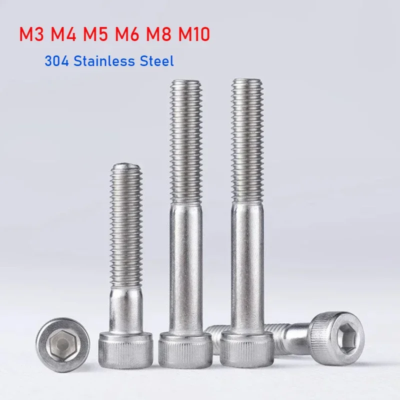 304 Stainless Steel Hexagon Socket Cylindrical Knurled Bearing Shoulder Screws Contour Limit Screws M3 M4 M5 M6 M8 M10