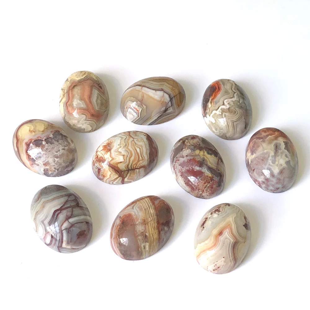 1pc Natural Stones Crystals Crazy Agate Oval Cabochon Gemstones Crystal Stone Quartz Minerales Mineral Home Decor DIY Decorative