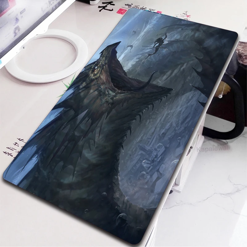 Gamer Scary Underwater Monster Mouse Pad XXL Notebook Keyboard Table Desk Mat Waterproof Mange Mousepad Anime Stuff Accessories