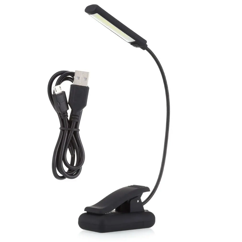 

USB Battery Clip on Book Reading LED Light 6W COB Flexible Arm Stand Lamp for Laptop Notebook Working Portable Night Light LESHP